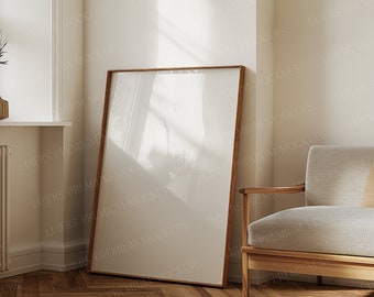 5x7 Vertical Frame Mockup, Thin Wood Frame (PSD)
