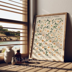 Vintage Living Room Wood Frame Mockup | Art Print, Poster (PSD, JPG)