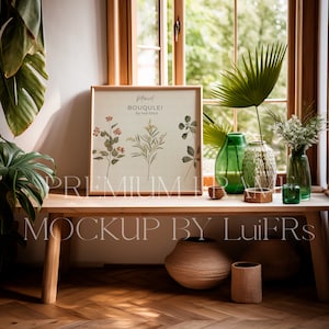 Square Wooden Frame Mockup | Botanical Interior (Digital Download)