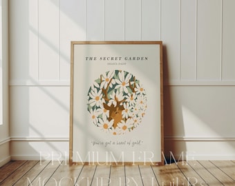 Thin Wood Frame Mockup, 5x7 Art Print, Modern Interior (Digital Download)