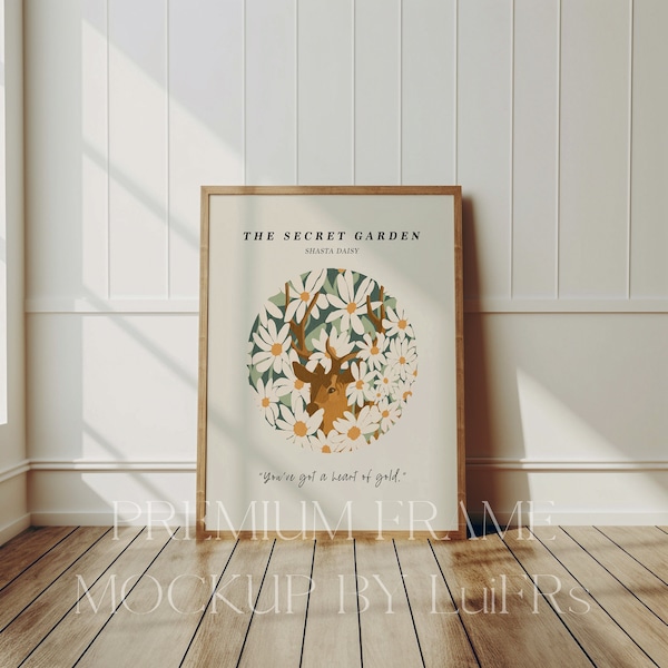 Thin Wood Frame Mockup, 5x7 Ratio Art Print Mockup, Modern Design Mockup, rustic frame, Minimalistic Interior Mockup.