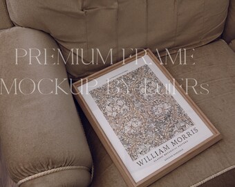 Boho Wood Frame Mockup | 5x7 Art Print, Poster (PSD & JPEG)