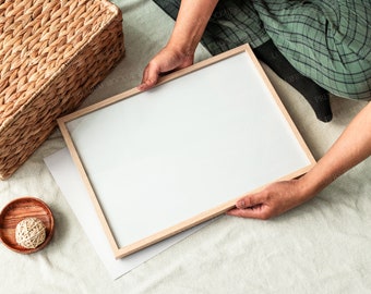 Vintage Wooden Frame Mockup: Home Interior Scene (PSD & JPEG)
