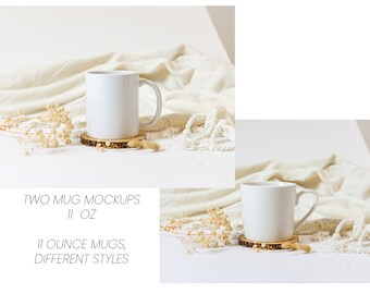 Boho Kaffeebecher Mockups | 325 ml, Neutral Duo (PSD Digitaler Download)
