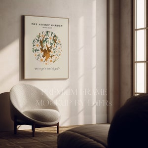 Realistic Wood Frame Mockup | Wall Art Display (PSD & JPEG)