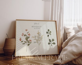 Realistic Single Wood Walnut Frame Mockup | Vintage Interior Wall Art Display | Retro Poster and Artwork Mockup.