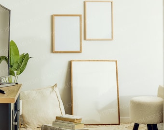 A3 A2 A1 Artwork Frame Mockup, Warm Interior (PSD)