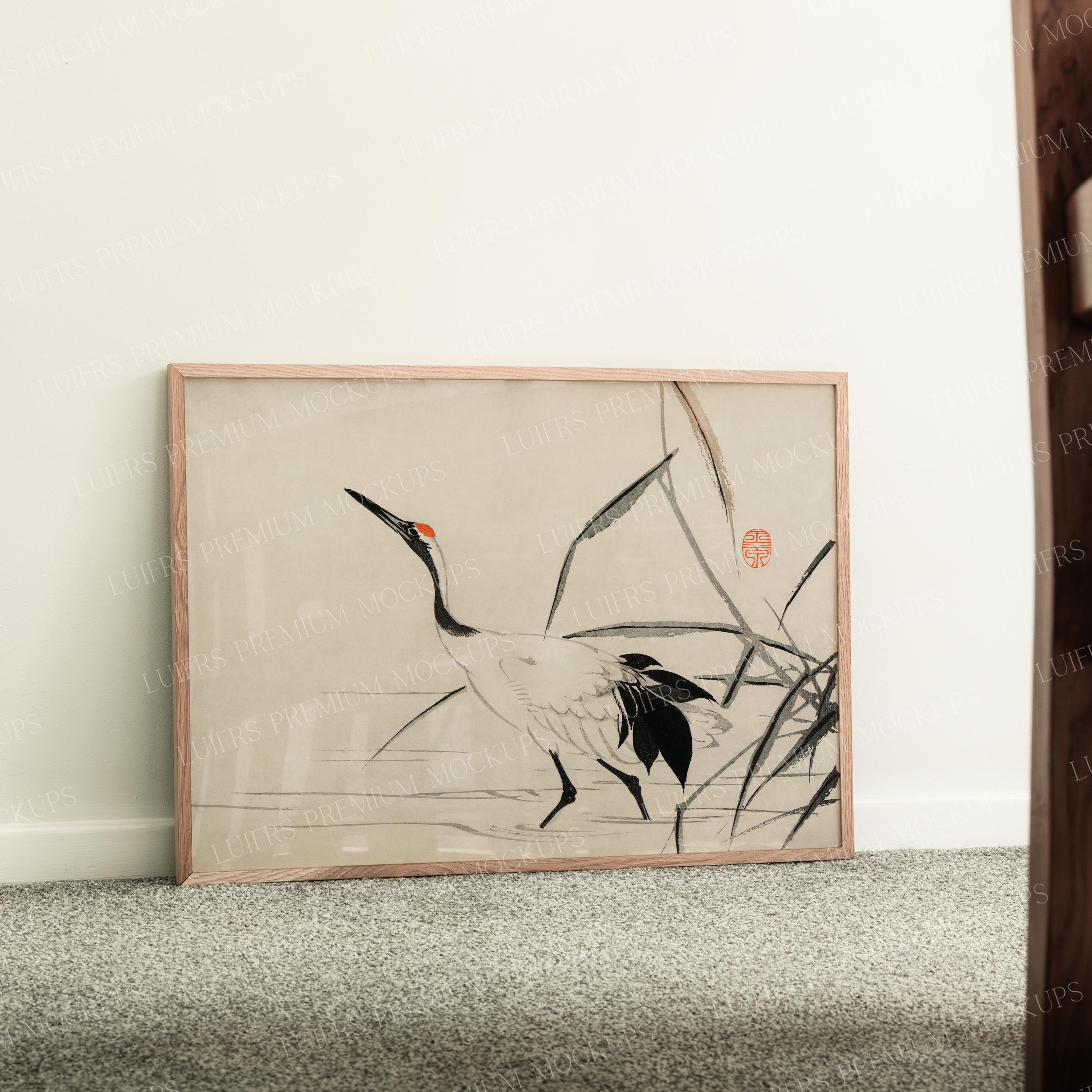 30x40 Horizontal Frame Mockup: Thin Wood Frame (Digital Download)