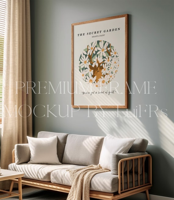 DIN A1 Wood Frame Mockup | Realistic Art Print Display (PSD)