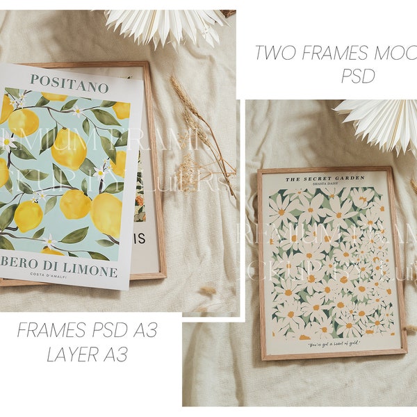 Two frames mockups A3 | one layer A3 PSD Mockup | Scandinavian style psd mockups | mockups psd for wall art | Frame DIN A3 for digital print