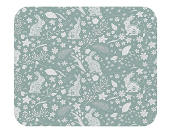 Floral Bunny Mouse Pad - Spring Desk Decor