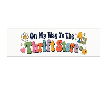 Retro Thrift Store Car Magnet | Hand-Lettered Doodles, Flowers, Hearts