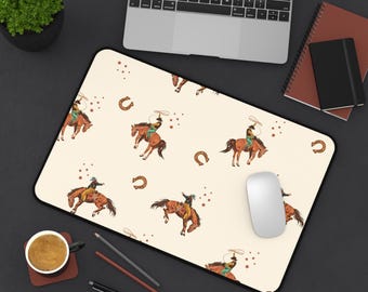 Western Rodeo Desk Mat: Cowboy Bronc Riding Office Decor
