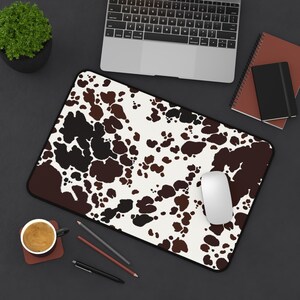 Cow Print Desk Mat - Ranching Cowboy Cowgirl Computer Work Mat, Western Office Decor, Farmhouse Desk Accessory, Cow Lover Gift, Western Desk