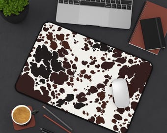 Cow Print Desk Mat: Western Farmhouse Office Decor
