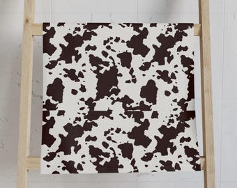 Rustic Cow Print Hand Towel: Farmhouse Kitchen Decor