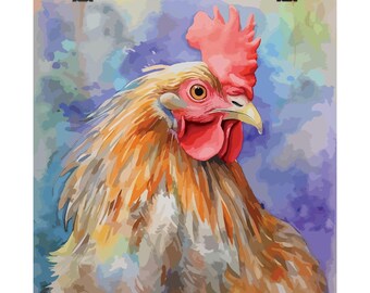 Chicken Watercolor Print, Farmhouse Kitchen Wall Art, Animal Nursery Decor