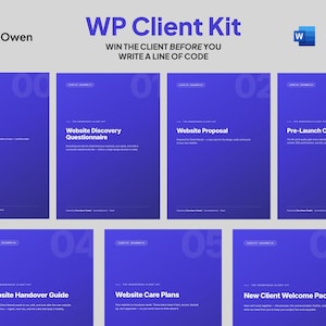 WP Client Kit - Web Designer Client Onboarding Template, Website Proposal, 90-Point Launch Checklist, Handover Guide, Care Plan | Word + PDF
