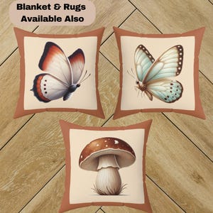 Mushroom Throw Pillow | Woodland Whimsy Cottagecore, Dark Academia, Rustic Decor Decorative Throw Pillow Accent Pillows Lumbar Pillow
