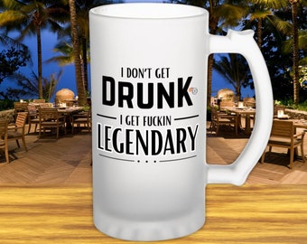 Legendary Frosted Beer Mug - Manly Novelty Drinking Glass - Ideal Gift for Beer Lovers - Bar Accessories & Party Starter - Ultimate mancave