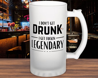 Legendary Frosted Beer Mug - Novelty Drinking Glass - Gift for Beer Enthusiast - Bar Accessories - Manly Beer Stein - Party Starter