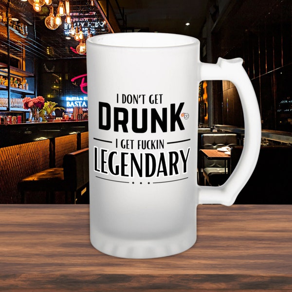 Legendary Frosted Beer Mug - Novelty Drinking Glass - Gift for Beer Enthusiast - Bar Accessories - Manly Beer Stein - Party Starter