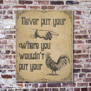 Vintage Style Funny Wall Art Sign - Naughty Humor for Mancave or Bar - Hilarious Retro Safety Tip Joke Art - Offensively Funny Gift For Him