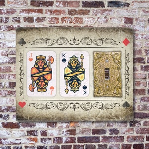 Jack, King, Off, art mural de cartes à jouer vintage - signe de poker drôle - décoration de salle de jeux unique - tenture murale inappropriée - cadeau bâillon homme