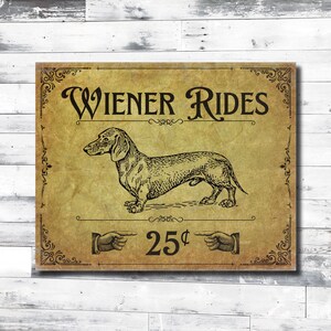 A funny metal decor sign on a white and gray wooden wall.