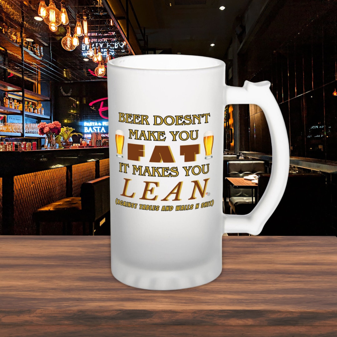 Fat and Lean Beer Glass, Funny Novelty Beer Mug, Unique Gift for Him