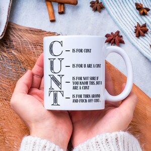 Cunt Description Mug - Inappropriate Joke Mug - Rude LGTBQ Gift Idea - Mature Humor Gift - Naughty Bold Design - Offensive Drinkware Gift