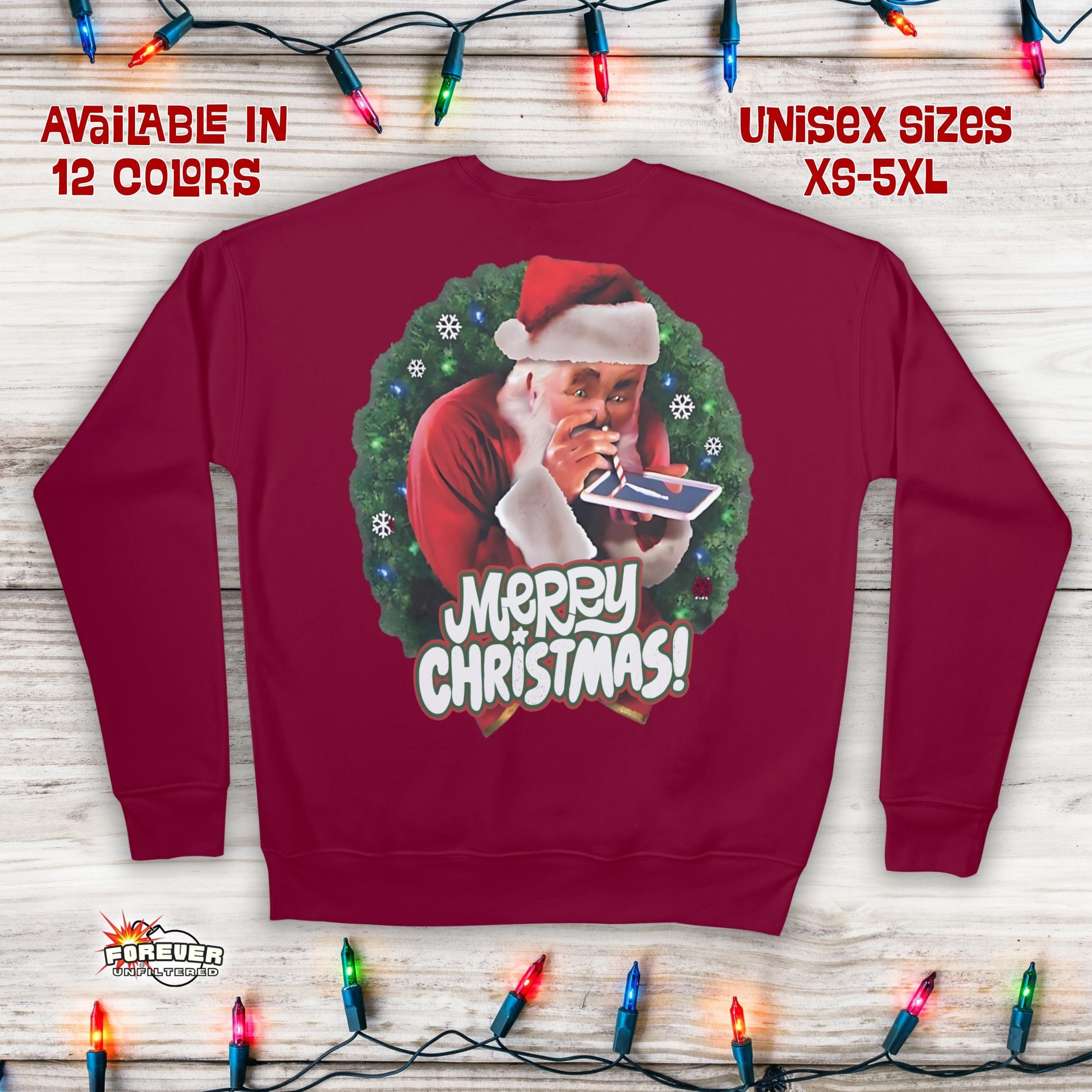 Cocaine Santa Graphic Sweatshirt - Quirky Adult Christmas Apparel
