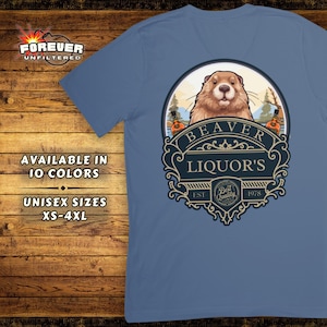 Chemise Beaver Liquor's | t-shirt de bar adulte drôle | -shirt humour coquin avec alcool | Graphique en forme de calembour castor | Cadeau fantaisie unisexe