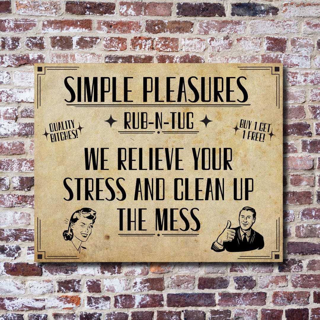 Rub N Tug, Adult Wall Art - Mancave Sex Sign - Rude Retro Bar Art ...