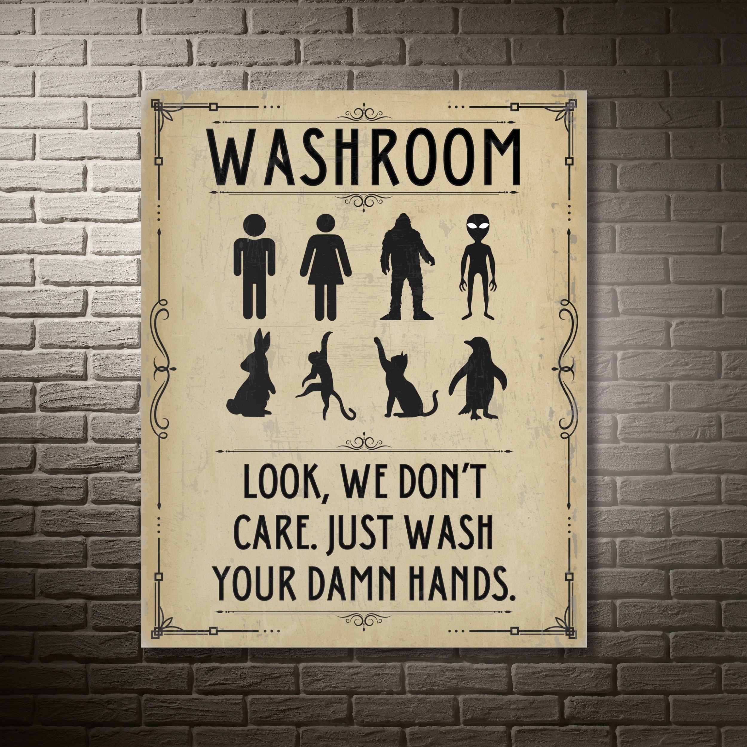 Funny, Gender Neutral Bathroom Wall Sign Vintage Home Decor Unique Art ...