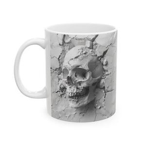 3D-schedel: keramische mok (maten 11 en 15 oz beschikbaar)