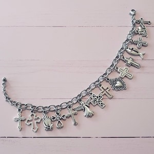 Cross Charm Bracelet, Spiritual & Christian Jewelry, Thoughtful Religious Gift