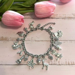 Woodland Charm Bracelet, Nature Inspired Jewelry, Animal Lover Gift
