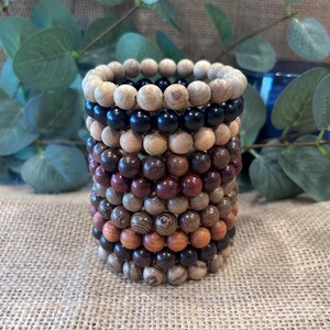 10mm Sandalwood Bracelets, Customize Stackable Sets, Rosewood, Phoebe, Tiger Skin, Thuja, Natural Wood Beads, Bohemian Jewelry, Men, Women