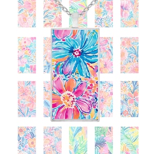 Tropical Flower Domino Tile Digital Collage Sheet, 1x2 Inch, Instant Download, Jewelry Making, Scrapbooking, Printable Digital Collage Sheet