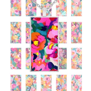 Abstract Floral Domino Tile Digital Collage Sheet,  1x2 Inch, Instant Download, Jewelry Making, Scrapbooking, Printable Collage Sheet,