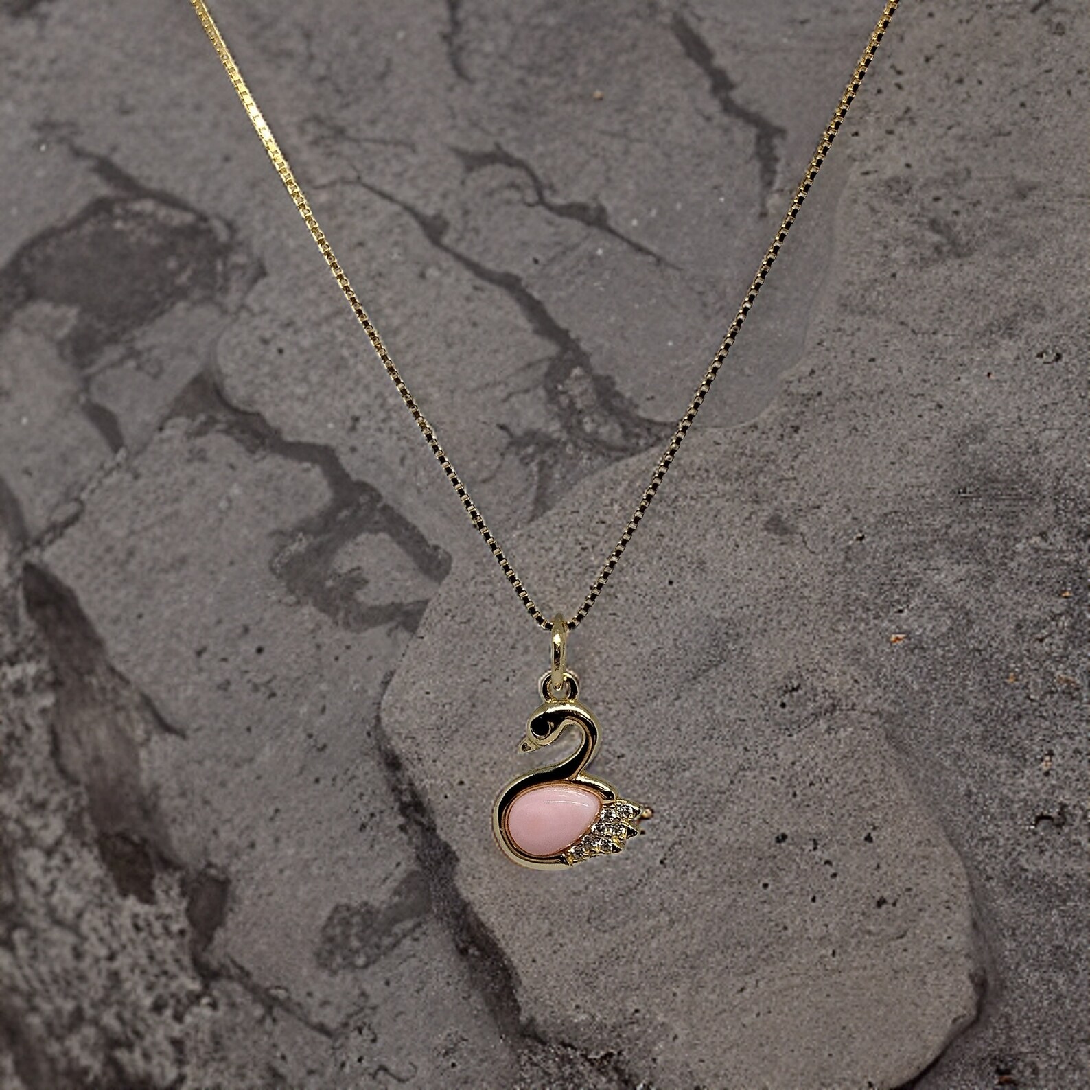 Queen Conch Swan Pendant Necklace, Gold Sterling Silver Necklace, Hand ...