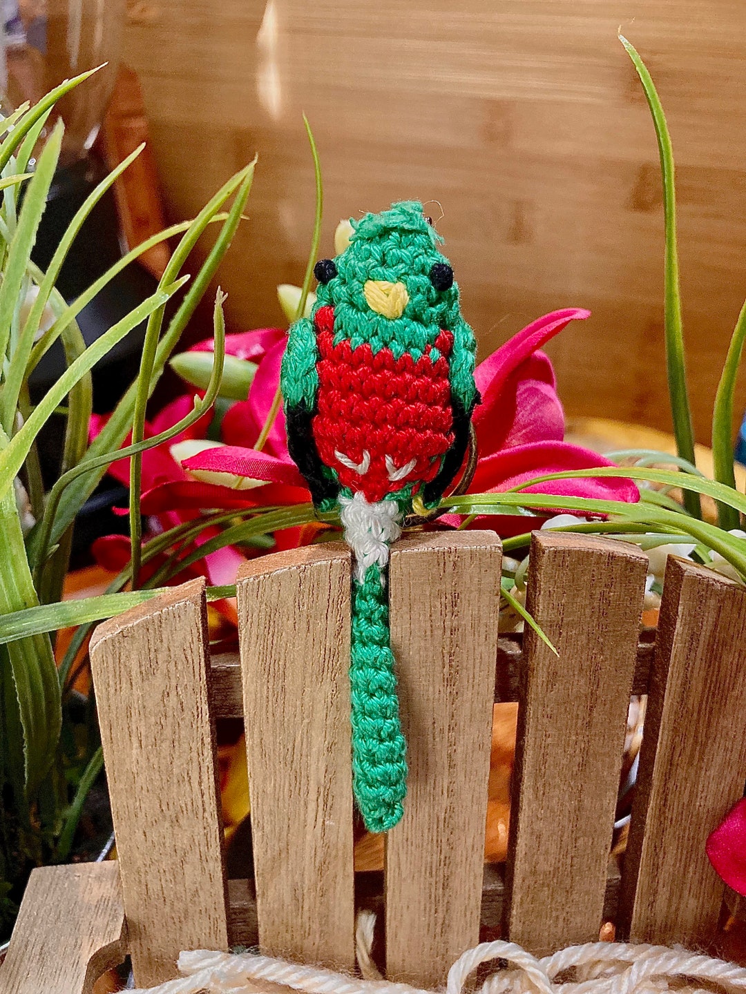 Crochet Quetzal, Quetzal Keychain, Guatemala Keychain, Crochet Birds