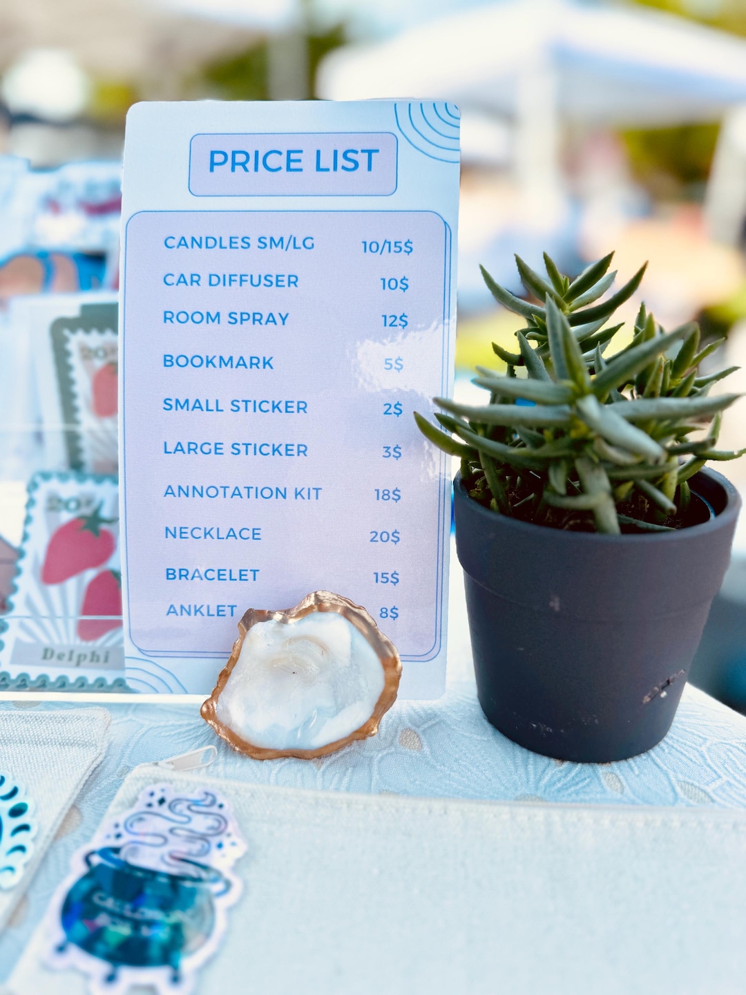 Handcrafted Oyster Shell Table Number Holder: Gold Leaf Menu Sign Stand ...