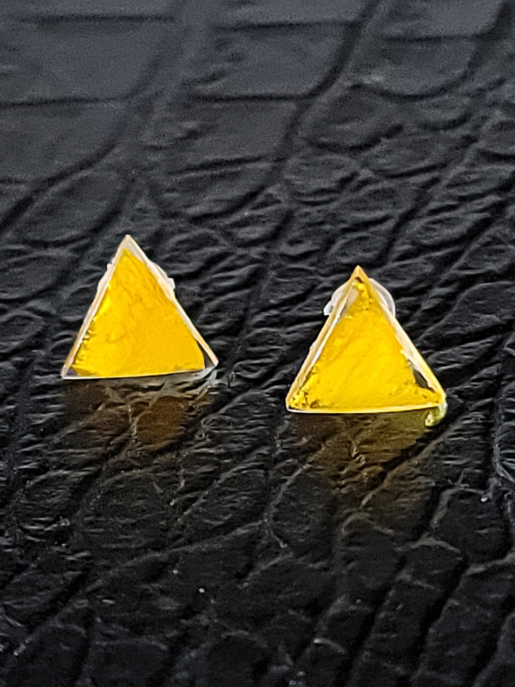 Yellow Flower Triangle Stud Earrings Angela Etsy