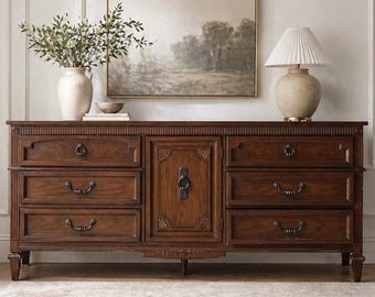 AVAILABLE | Vintage Thomasville Mid-Century Dresser with Original Hardware, Neoclassical Sideboard Buffet Credenza | Shipping NOT Included