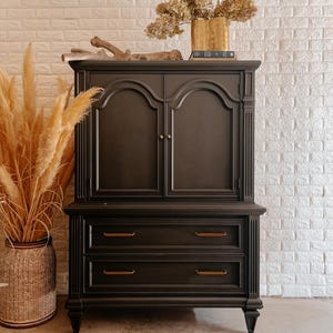 Vintage Tallboy Dresser Black - Etsy