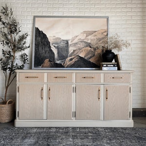 SOLD THOMASVILLE Solid Wood Modern Fluted Buffet Sideboard image 1