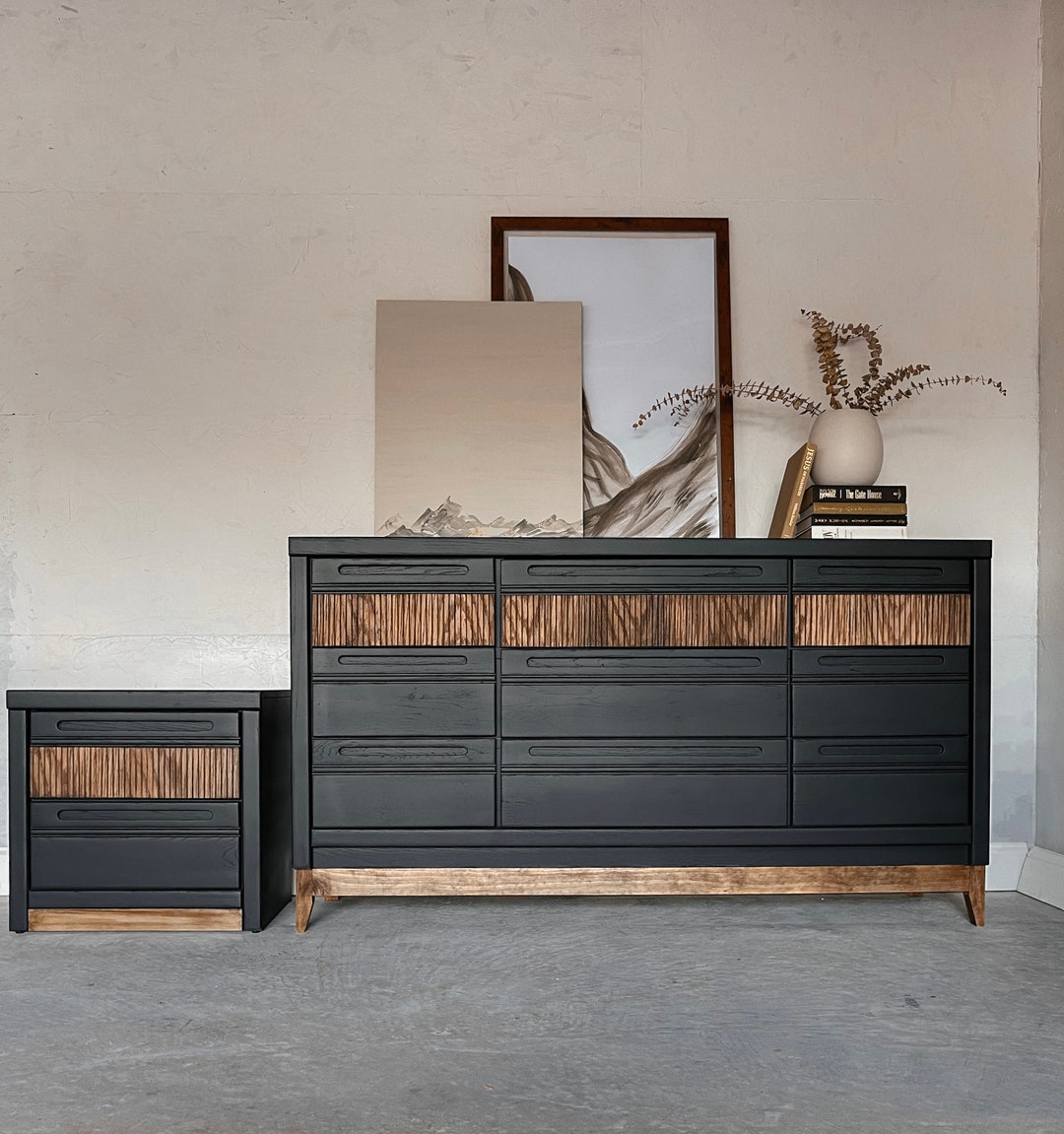 SOLD Fluted Black Dresser Set Etsy