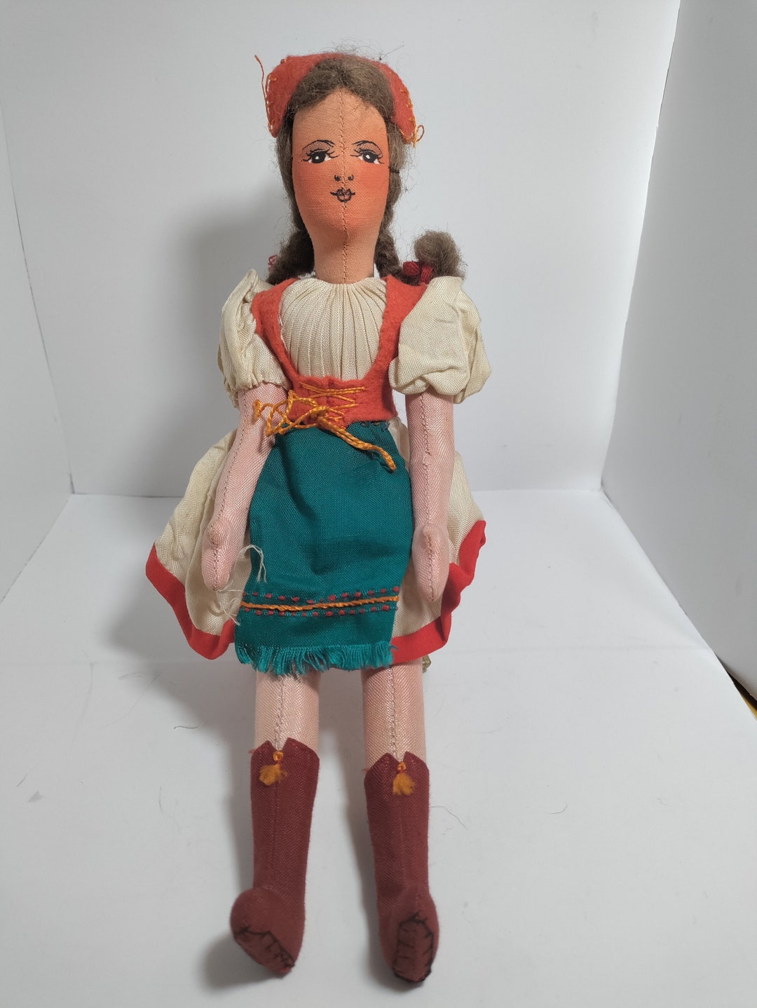 Antique Rag Doll in German Clothes 12 Inches Etsy